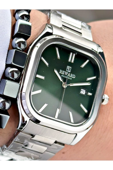 Reward Gümüş Renk Klasik Kare Model Çelik Kordon Erkek Kol Saati + BİLEKLİK HEDİYELİ ürün görseli 1