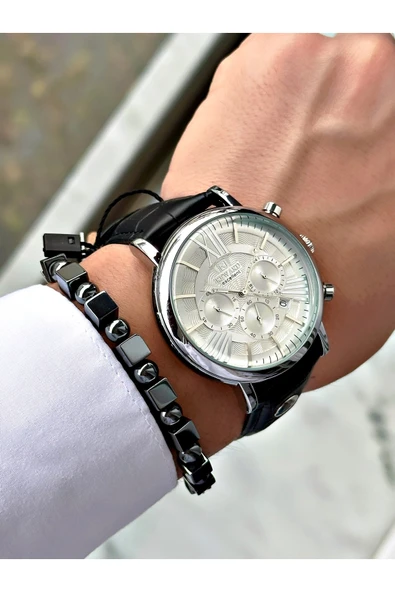 Reward Siyah Renk Deri Kordon Roma Rakamlı Orjinal Kilit Fonksiyonlu Erkek Kol Saati + BİLEKLİK HEDİYELİ - Resim 3