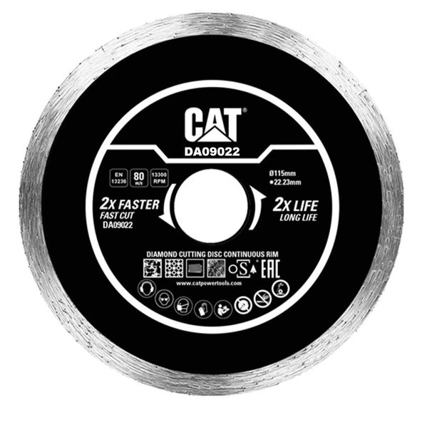CAT DA09022 115mm Profesyonel Fayans, Seramik, Mermer Elmas Kesme Diski (Sürekli Kenar) ürün görseli 1
