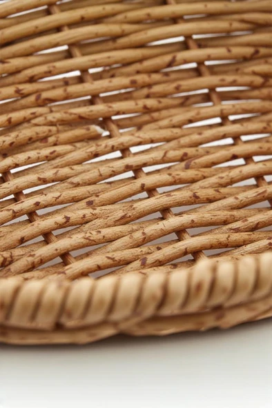 Rattan Piknik Hasır Ekmek Sepeti Meyve Sebze Sepeti Plastik Örme - Resim 4