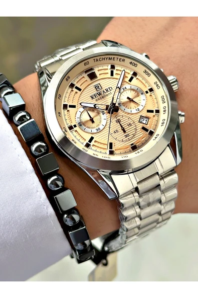 Reward Gümüş Renk Fonksiyonlu Çelik Kordon Orjinal Erkek Kol Saati + BİLEKLİK HEDİYELİ ürün görseli 1