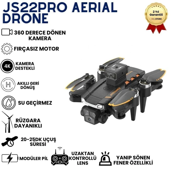 JS22PRO Drone,4K Uzaktan Kumandalı, Fırçasız motorlu 360 Roll Özellikli , Çift lens Korumalı Drone ürün görseli 1