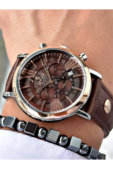 Reward Kahverengi Deri Kordon Roma Rakamlı Orjinal Kilit Fonksiyonlu Erkek Kol Saati + BİLEKLİK HEDİYELİ - Resim 4