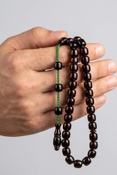 Sıkma Serisi Kırmızı Bilek Boy Kehribar Tesbih Sistem Püsküllü - Resim 3