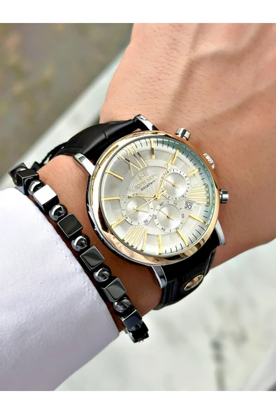 Reward Siyah Renk Deri Kordon Roma Rakamlı Orjinal Kilit Fonksiyonlu Erkek Kol Saati + BİLEKLİK HEDİYELİ - Resim 4