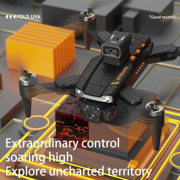 JS22PRO Drone,4K Uzaktan Kumandalı, Fırçasız motorlu 360 Roll Özellikli , Çift lens Korumalı Drone - Resim 6