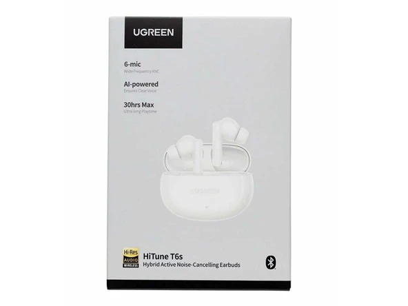 UGREEN HiTune T6s Hibrit Aktif Gürültü Engelleyici Kablosuz Kulak İçi Kulaklık, Beyaz, 45585 - Resim 3