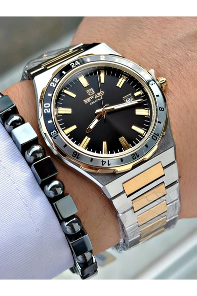 Reward Altın Gümüş Renk Takvimli Model Spor Çelik Kordon Erkek Kol Saati + BİLEKLİK HEDİYELİ - Resim 3