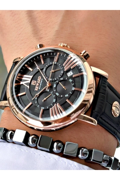 Reward Siyah Renk Deri Kordon Roma Rakamlı Orjinal Kilit Fonksiyonlu Erkek Kol Saati + BİLEKLİK HEDİYELİ - Resim 3