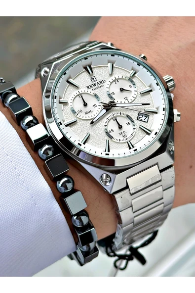 Reward Gümüş Renk Fonksiyonlar Aktif Orjinal Erkek Kol Saati + BİLEKLİK HEDİYELİ - Resim 4
