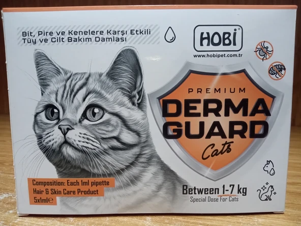 Hobi Derma Guard Kediler İçin Bit Pire Önleyici Cilt Bakım Damlası 1 Ml X 5 Adet ürün görseli 1
