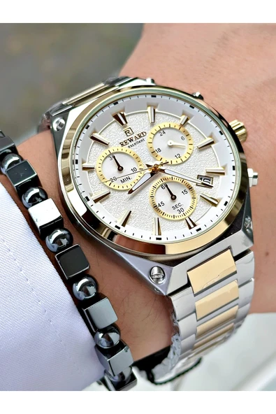 Reward Altın Gümüş Renk Fonksiyonlar Aktif Orjinal Erkek Kol Saati + BİLEKLİK HEDİYELİ ürün görseli 1