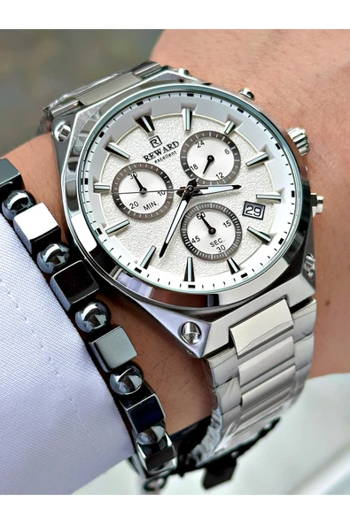 Reward Gümüş Renk Fonksiyonlar Aktif Orjinal Erkek Kol Saati + BİLEKLİK HEDİYELİ - Resim 4