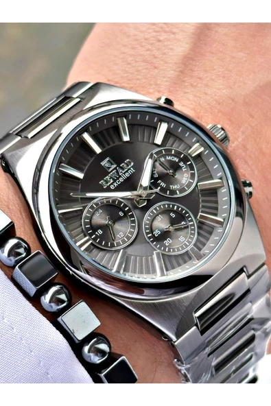 Reward Füme Renk Fonksiyonlar Aktif Spor Çelik Erkek Kol Saati + BİLEKLİK HEDİYELİ ürün görseli 1