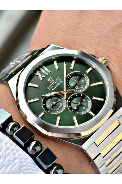 Reward Altın Gümüş Renk Fonksiyonlar Aktif Klasik Çelik Kordon Erkek Kol Saati + BİLEKLİK HEDİYELİ ürün görseli 1