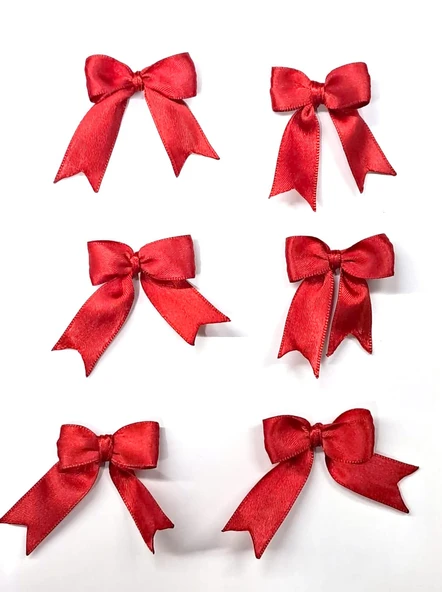 Pratikbox Fiyonk / Saten 2cm'lik / Hediyelik / Süsleme / Kırmızı Renk / 35 Adet /Arkası Silikonlu - Resim 2