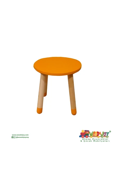 Wood & Joy Doğal Ahşap Renkli Çocuk Tabure (TURUNCU) ürün görseli