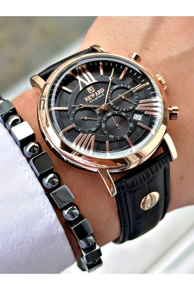 Reward Siyah Renk Deri Kordon Roma Rakamlı Orjinal Kilit Fonksiyonlu Erkek Kol Saati + BİLEKLİK HEDİYELİ ürün görseli 1