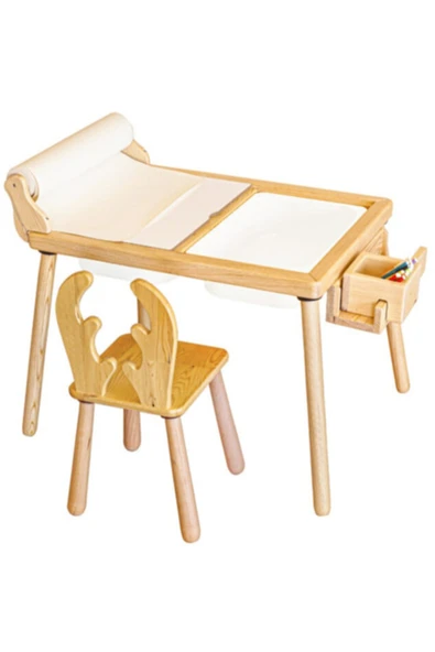 Rulo Aparatlı Duyusal Etkinlik Masası + 2 Sandalye ürün görseli