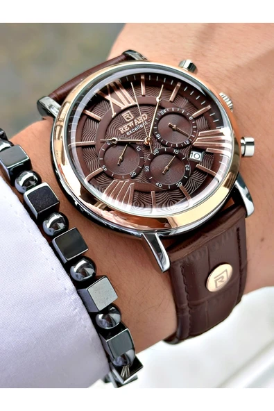 Reward Kahverengi Deri Kordon Roma Rakamlı Orjinal Kilit Fonksiyonlu Erkek Kol Saati + BİLEKLİK HEDİYELİ ürün görseli 1