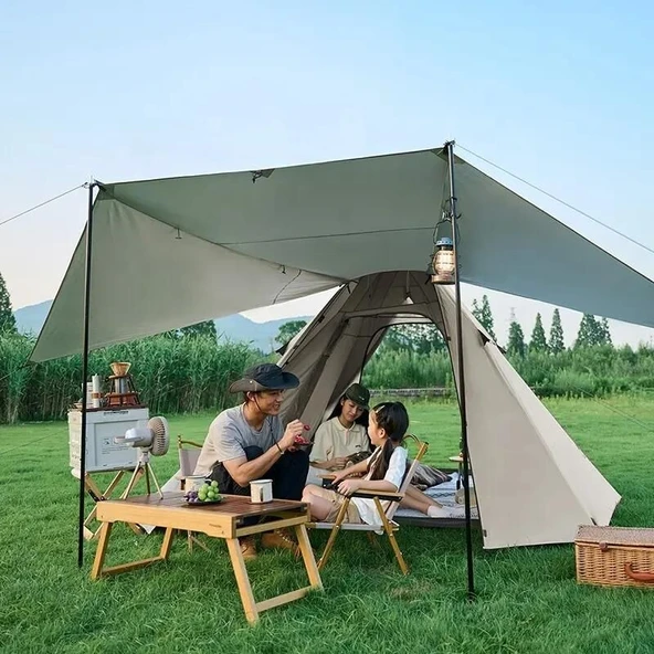 Naturehike Glamping 4 Kişilik Çift Katmanlı Otomatik Kurulum Piramid Çadır - Resim 5