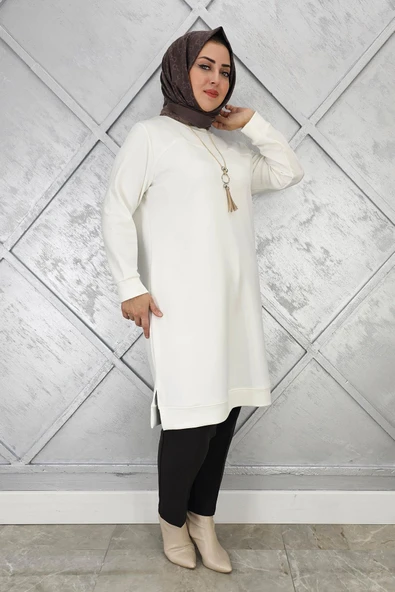 KADIN KOLYE DETAYLI TESETTÜR TUNİK ürün görseli
