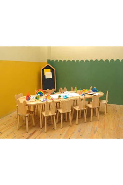 Wood&joy Doğal Ahşap 2.40 Oval Grup Etkinlik Masası, Grup Masası, Etkinlik Masası ürün görseli