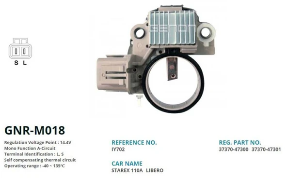 Hyundaı Ticarı Alternator Konjektor 12v Hyundaı Starex 110 Amp Alt. (l, S) - Genon Gnr-M018 ürün görseli 1