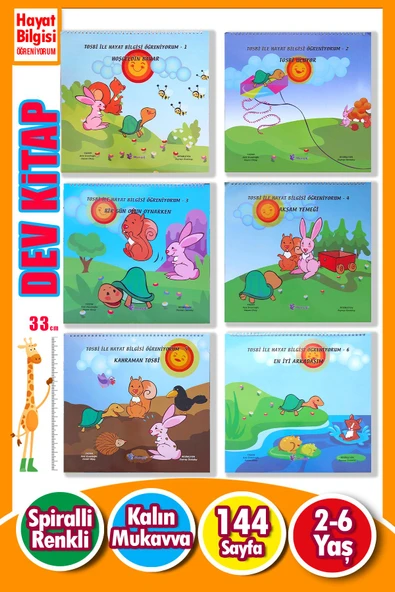 Tosbi ile Hayat Bilgisi Öğreniyorum Seti (1–6) | 2-6 Yaş Dev Boyutlu Spiralli Eğitim Kitabı ürün görseli 1