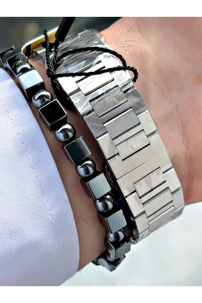 Reward Gümüş Renk Takvimli Model Spor Çelik Kordon Erkek Kol Saati + BİLEKLİK HEDİYELİ - Resim 4