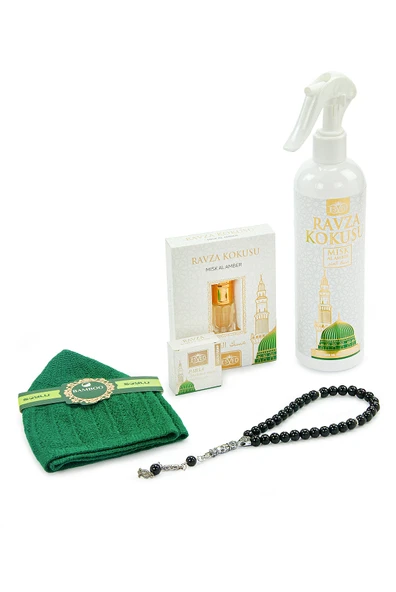 Ravza Temalı Hediyelik Set - Seccade, Ravza Kokusu, Sabun ve Takke Dini Hediye Seti - Resim 9