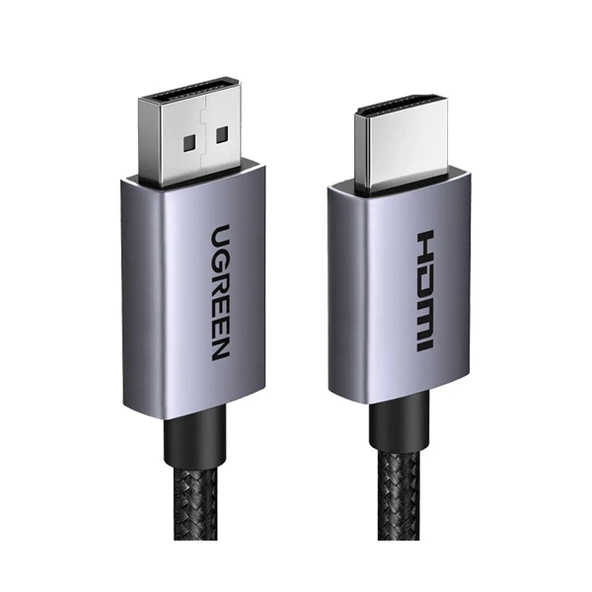 UGREEN 4K 1080P@120Hz Displayport 1.2 to HDMI 1.4 Örgülü Kablo, 1.5m, 35841 ürün görseli 1