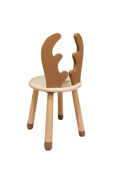 Wood & Joy Doğal Ahşap Renkli Çocuk Sandalye Geyik - Resim 3