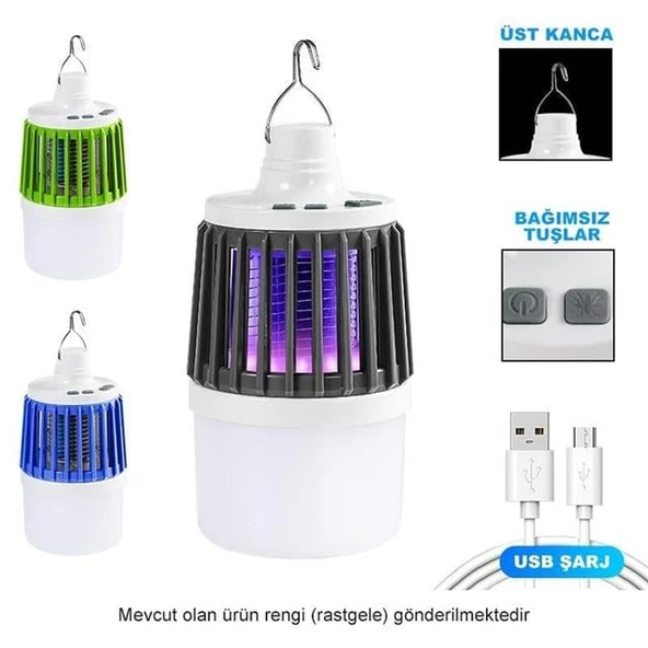 Powermaster MX-858 USB'li Sinek Öldürücü Özellikli 3 Modlu Şarjlı Kamp Feneri - Resim 4