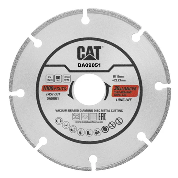 CAT DA09051 115mm Profesyonel Çelik, İnox, Demir Elmas Metal Kesme Diski (Soketli, Aralıklı Kenar) ürün görseli 1