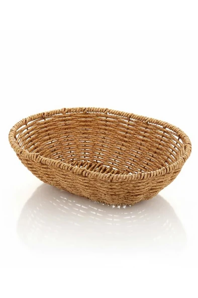 Rattan Piknik Hasır Ekmek Sepeti Meyve Sebze Sepeti Plastik Örme - Resim 5