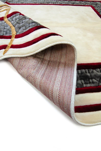 Kabe Detaylı Lüks Kaymaz Tabanlı Kadife Seccade - Resim 4