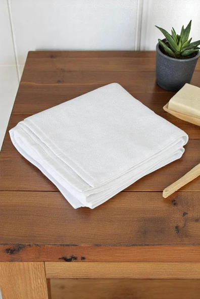 %100 Pamuk Yumuşak Dokulu Tüy Dökmez El Yüz ve Abdest Havlusu 50 X 90 cm - Beyaz - Resim 2