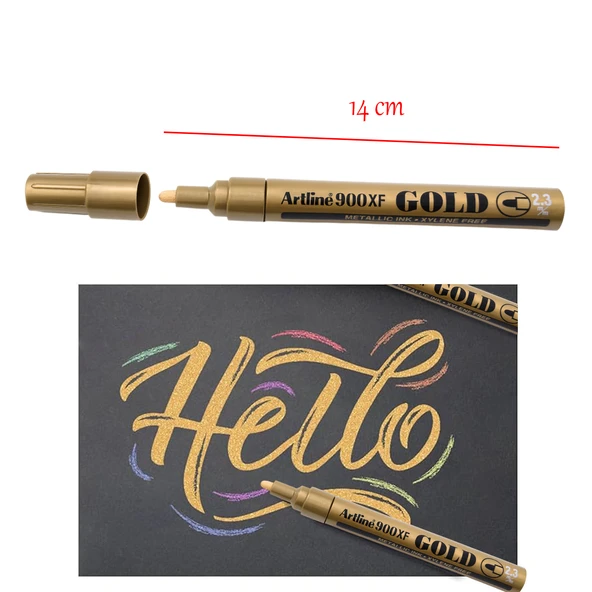 Metalik Yaldızlı Gold Renk Markör Kalemi Kalıcı Rötüş Yazı Marker Metal Plastik Cam Ahşap Tüm Yüzey - Resim 5