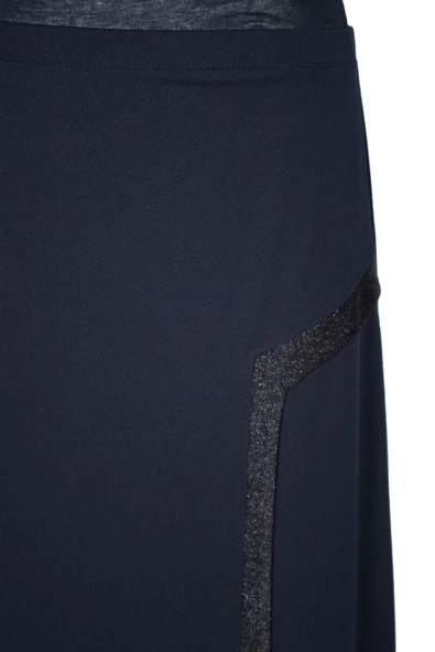 Hesna Kadın Talia Büyük Beden Sim Pervazlı Astarlı Lacivert Çan Etek - Resim 2