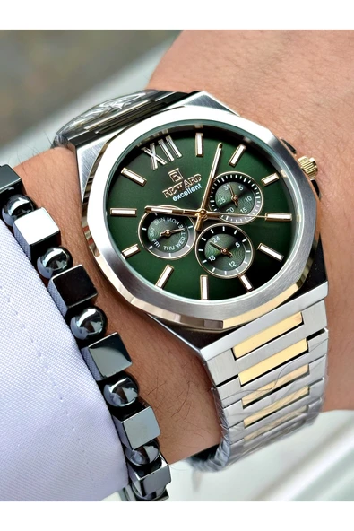 Reward Altın Gümüş Renk Fonksiyonlar Aktif Klasik Çelik Kordon Erkek Kol Saati + BİLEKLİK HEDİYELİ - Resim 4