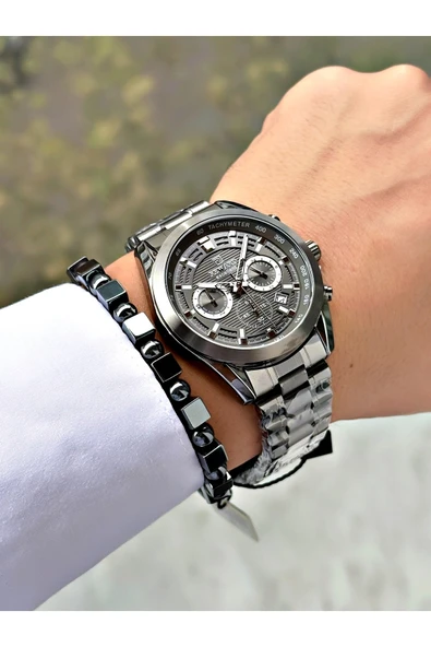 Reward Gümüş Renk Fonksiyonlu Çelik Kordon Orjinal Erkek Kol Saati + BİLEKLİK HEDİYELİ - Resim 2