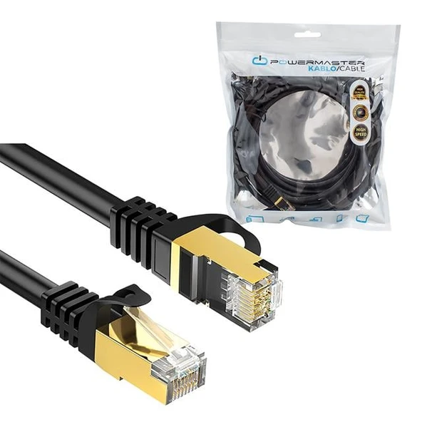 Powermaster PMCAT75 Siyah Cat7 5 Metre 10Gbps 600Mhz LAN Ethernet Kablosu - RJ45 26AWG Bakır ürün görseli 1