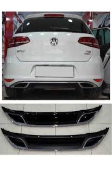 ROAL TUNİNG volkswagen golf 7 arka tampon egzoz difüzör 2013+PARLAK ürün görseli