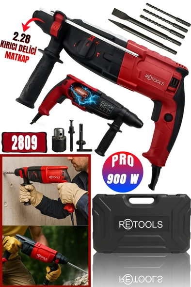 RETOOLS BORDO 900W 2.28 KIRICI DELİCİ MATKAP ürün görseli 1
