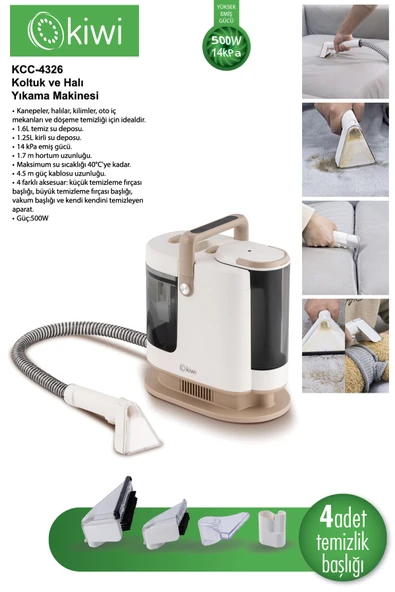 Kiwi Kcc-4326 Koltuk ve Halı Yıkama Leke Çıkartma Makinesi ürün görseli 1