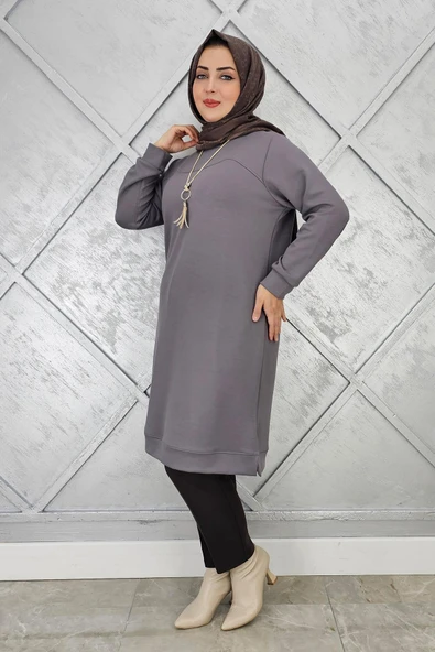 KADIN KOLYE DETAYLI TESETTÜR TUNİK - Resim 2