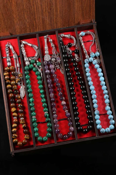 Ahşap Kutusunda 5'Lİ Doğal Taş Seti - Resim 2