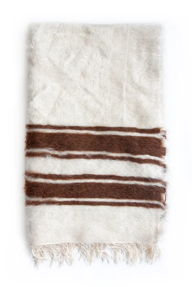 Siirt Tiftik El Dokuması  Seccade Yün Namazlık Beyaz - Resim 4