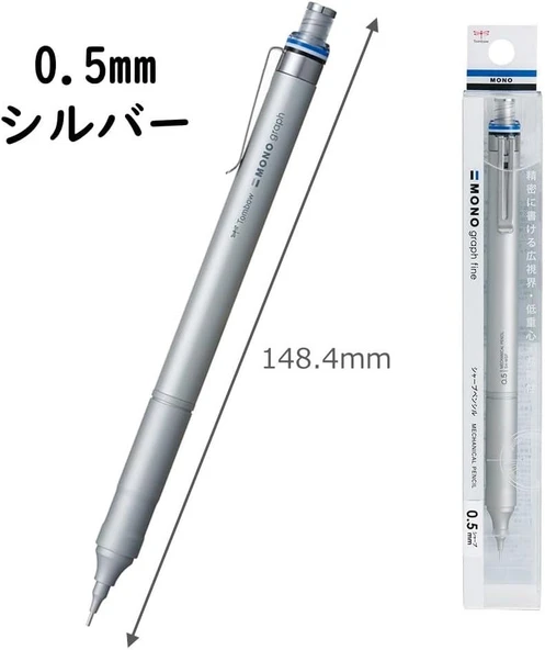 Tombow Graph Fine 0,5 mm Mekanik Kurşun Kalem Gümüş DPA-112A Mekanik Kalem - Resim 2
